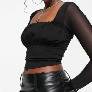 ASOS Design Square Neck Top with Mesh Sleeve 8